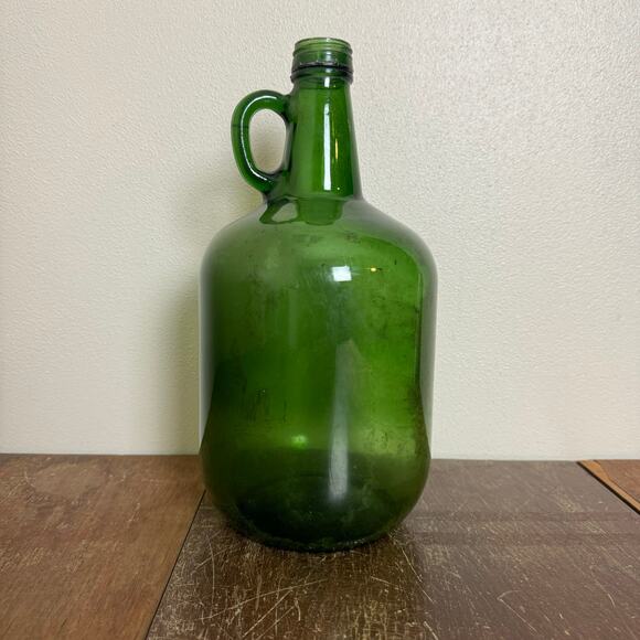Vintage Green Glass Wine Demijohn Carboy Jug Jar Growler Large Decorative Accent - Picture 1 of 6